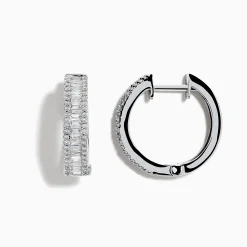 Effy Jewelry Classique 14K White Gold Diamond 3/4" Hoop Earrings, 0.94 TCW | Earrings