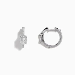 BH Multi Classique 14K White Gold Diamond 1/2" Huggie Earrings, 0.49 TCW | Earrings