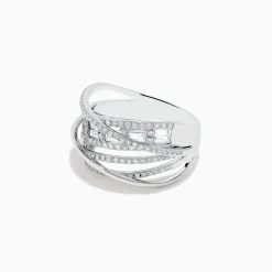 BH Multi Classique 14K White Gold Diamond Cross Over Ring | Rings
