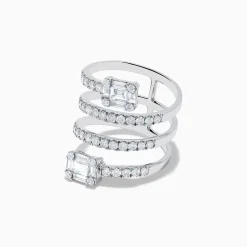 Effy Jewelry Classique 14K White Gold Diamond Spiral Ring | Rings