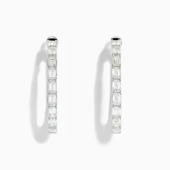 Effy Jewelry Classique 14K White Gold Diamond Hoop Earrings | Earrings
