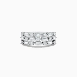 Effy Jewelry Classique 14K White Gold Multi Shape 3 Row Diamond Band | Rings