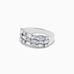 Effy Jewelry Classique 14K White Gold Multi Shape 3 Row Diamond Band | Rings