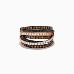 Effy Jewelry Confetti 14K Rose Gold Black, White and Espresso Diamond Ring, 1.36 TCW | Rings