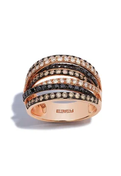 Effy Jewelry Confetti 14K Rose Gold Black, White and Espresso Diamond Ring, 1.36 TCW | Rings
