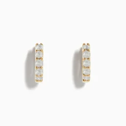 Effy Jewelry D'Oro 14 Karat Yellow Gold 5/8" Diamond Hoop Earrings 0.98 TCW | Earrings