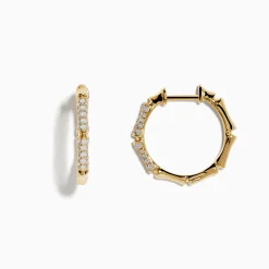 Effy Jewelry D'Oro 14 Karat Yellow Gold 5/8" Diamond Bamboo Hoop Earrings | Earrings