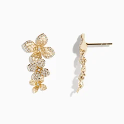Effy Jewelry D'oro 14 Karat Yellow Gold Diamond Flower Drop Earrings | Earrings