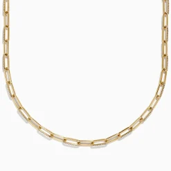 Effy Jewelry D'oro 14 Karat Yellow Gold Paperclip Chain Link Diamond Necklace | Necklaces & Pendants