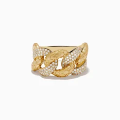 Effy Jewelry D'Oro 14K Brushed Gold Yellow Gold Interlocking Diamond Ring | Rings