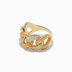 Effy Jewelry D'Oro 14K Brushed Gold Yellow Gold Interlocking Diamond Ring | Rings
