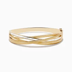 Effy Jewelry D'Oro 14K Brushed Yellow Gold Diamond Crossover Bangle 1.10 TCW | Bracelets