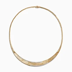 Effy Jewelry D'Oro 14K Brushed Yellow Gold Diamond Collar Necklace, 0.90 TCW | Necklaces & Pendants