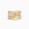 Effy Jewelry D'Oro 14K Brushed Yellow Gold Diamond Crossover Ring 0.39 TCW | Rings