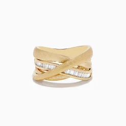 Effy Jewelry D'Oro 14K Brushed Yellow Gold Diamond Crossover Ring 0.39 TCW | Rings