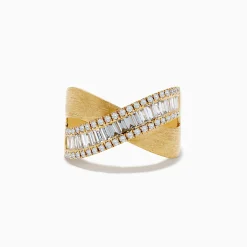Effy Jewelry D'Oro 14K Brushed Yellow Gold Diamond Criss Cross Ring | Rings