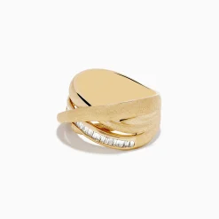 Effy Jewelry D'Oro 14K Brushed Yellow Gold Diamond Crossover Ring 0.39 TCW | Rings