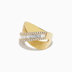 Effy Jewelry D'Oro 14K Brushed Yellow Gold Diamond Criss Cross Ring | Rings