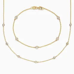 Effy Jewelry D'Oro 14K Gold Diamond Station Necklace and Bracelet Set 0.59 TCW | Necklaces & Pendants