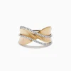 Effy Jewelry D'Oro 14K Textured Gold Diamond Crossover Ring | Rings