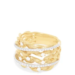 Effy Jewelry D'Oro 14K Textured Yellow Gold Diamond Accented Ring, 0.41 TCW | Rings