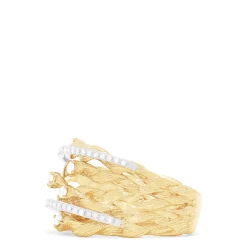 Effy Jewelry D'Oro 14K Textured Yellow Gold Diamond Accented Ring, 0.41 TCW | Rings