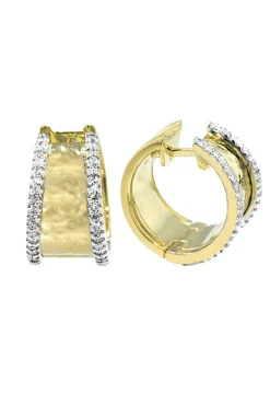 Effy Jewelry D'Oro 14K Two Tone Diamond Hoop Earrings, 0.40 TCW | Earrings