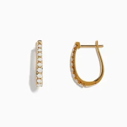 Effy Jewelry D'oro 14K Yellow 3/4" Diamond Hoop Earrings 0.49 TCW | Earrings
