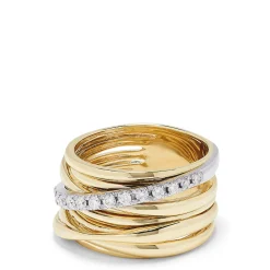 Effy Jewelry D'Oro 14K Yellow and White Gold Diamond Crossover Ring, 0.39 TCW | Rings
