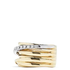 Effy Jewelry D'Oro 14K Yellow and White Gold Diamond Crossover Ring, 0.39 TCW | Rings