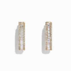 Effy Jewelry D'Oro 14K Yellow Gold 3/4" Diamond Hoop Earrings, 0.94 TCW | Earrings