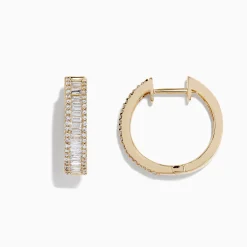 Effy Jewelry D'Oro 14K Yellow Gold 3/4" Diamond Hoop Earrings, 0.94 TCW | Earrings