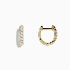 Effy Jewelry D'Oro 14k Yellow Gold 1/2" Diamond Huggie Earrings 0.41 TCW | Earrings