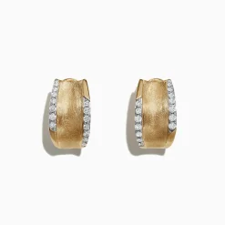 Effy Jewelry D'Oro 14K Yellow Gold 5/8" French Clip Diamond Earrings, 0.39 TCW | Earrings