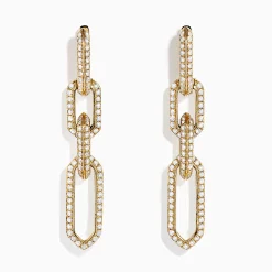 Effy Jewelry D'Oro 14K Yellow Gold Chain Link Diamond Drop Earrings | Earrings
