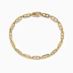 Effy Jewelry D'Oro 14K Yellow Gold Chain Link Diamond Bracelet 0.94 TCW | Bracelets