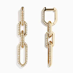Effy Jewelry D'Oro 14K Yellow Gold Chain Link Diamond Drop Earrings | Earrings
