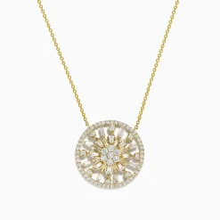 Effy Jewelry D'Oro 14K Yellow Gold Circled Flower Diamond Pendant 1.14 TCW | Necklaces & Pendants