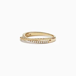 Effy Jewelry D'Oro 14K Yellow Gold Cross Over Diamond Band, 0.11 TCW | Rings