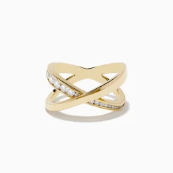 Effy Jewelry D'Oro 14K Yellow Gold Diamond Criss Cross Ring | Rings