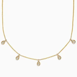 Effy Jewelry D'oro 14K Yellow Gold Diamond Rain Drop Station Necklace 0.49 TCW | Necklaces & Pendants