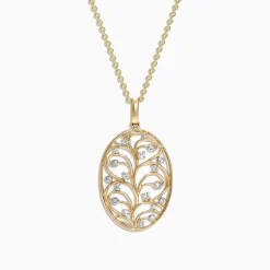 Effy Jewelry D'Oro 14K Yellow Gold Diamond Vine Pendant, 0.15 TCW | Necklaces & Pendants