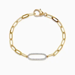 BH Multi D'oro 14K Yellow Gold Diamond Paperclip Bracelet 0.16 TCW | Bracelets