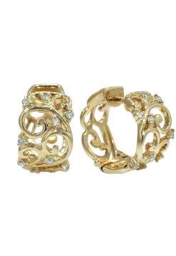 Effy Jewelry D'Oro 14K Yellow Gold Diamond Filigree Earrings, 0.21 TCW | Earrings