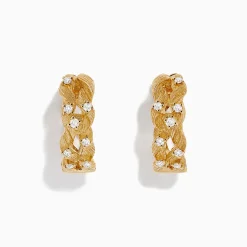 BH Multi D'Oro 14K Yellow Gold Diamond Filigree Hoop Earrings, 0.41 TCW | Earrings