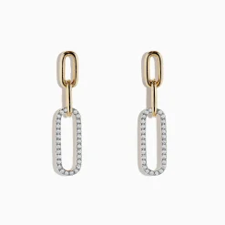 BH Multi D'Oro 14K Yellow Gold Diamond Paperclip Earrings, 0.29 TCW | Earrings