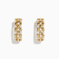 BH Multi D'Oro 14K Yellow Gold Diamond Huggie Hoop Earrings, 0.76 TCW | Earrings