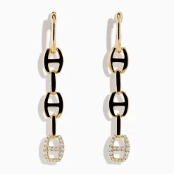 Effy Jewelry D'Oro 14K Yellow Gold Diamond Anchor Chain Drop Earrings | Earrings