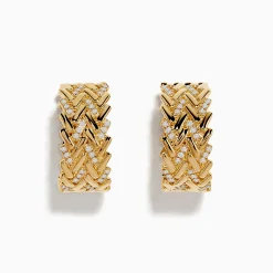Effy Jewelry D'Oro 14K Yellow Gold Diamond Hoop Earrings | Earrings