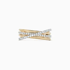 Effy Jewelry D'Oro 14K Yellow Gold Diamond Crossover Band, 0.29 TCW | Rings